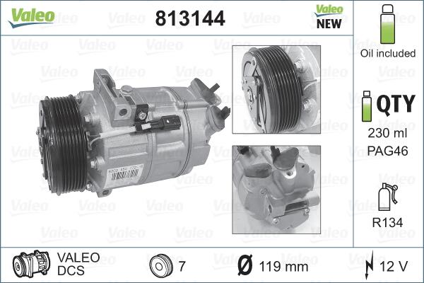 Valeo 813144 - Компрессор кондиционера autospares.lv