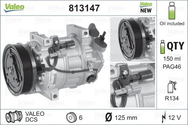 Valeo 813147 - Компрессор кондиционера autospares.lv