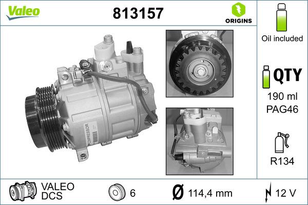 Valeo 813157 - Компрессор кондиционера autospares.lv