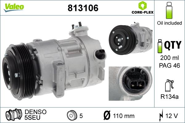 Valeo 813106 - Компрессор кондиционера autospares.lv