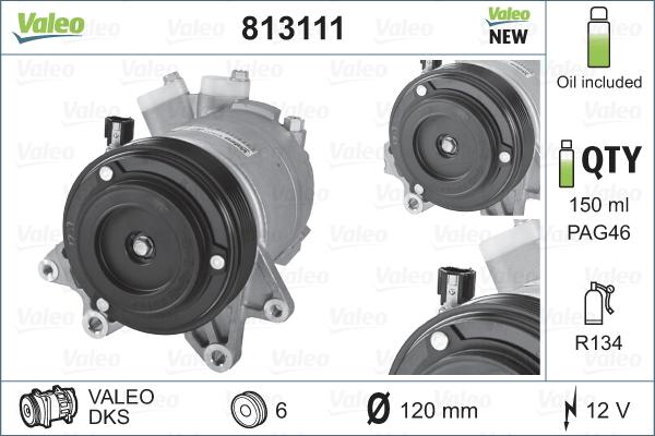 Valeo 813111 - Компрессор кондиционера autospares.lv