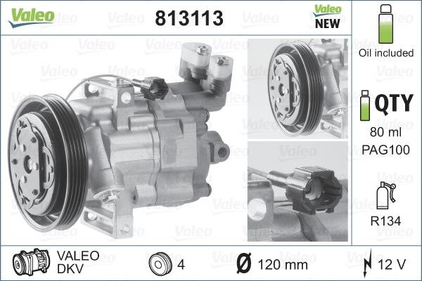 Valeo 813113 - Компрессор кондиционера autospares.lv