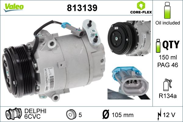 Valeo 813139 - Компрессор кондиционера autospares.lv