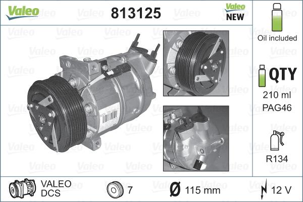 Valeo 813125 - Компрессор кондиционера autospares.lv