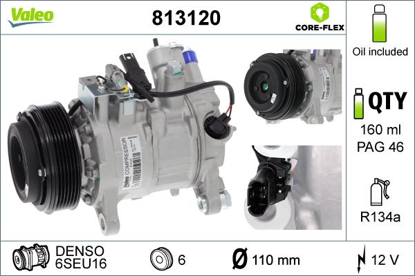 Valeo 813120 - Компрессор кондиционера autospares.lv