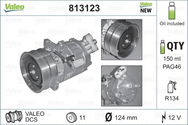 Valeo 813123 - Компрессор кондиционера autospares.lv