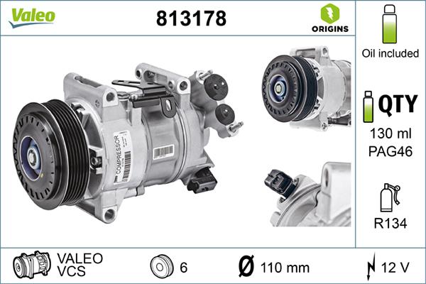 Valeo 813178 - Компрессор кондиционера autospares.lv