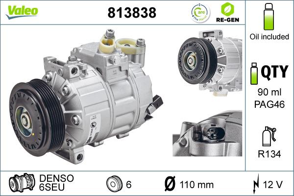 Valeo 813838 - Компрессор кондиционера autospares.lv