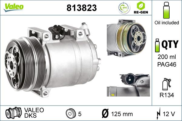 Valeo 813823 - Компрессор кондиционера autospares.lv