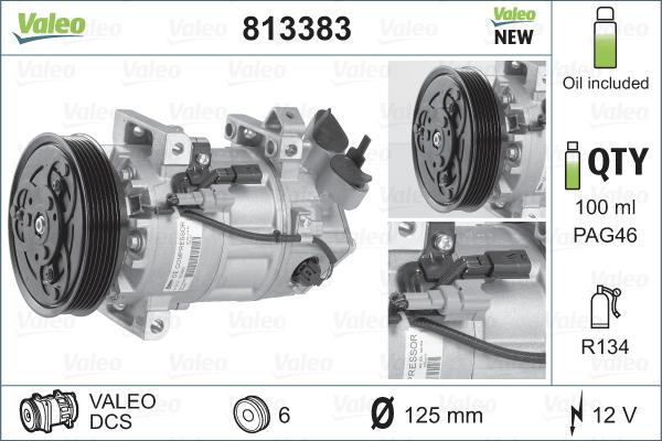 Valeo 813383 - Компрессор кондиционера autospares.lv