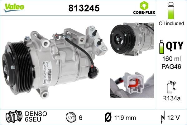 Valeo 813245 - Компрессор кондиционера autospares.lv