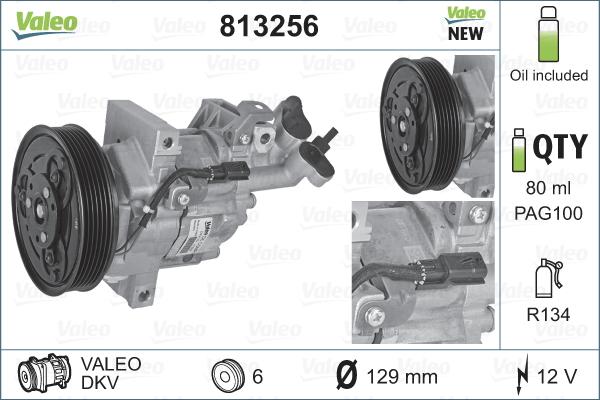 Valeo 813256 - Компрессор кондиционера autospares.lv