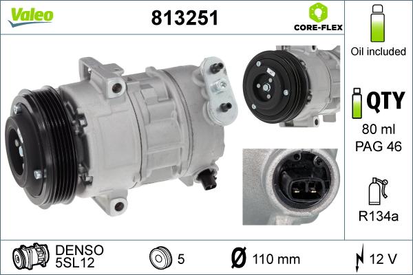 Valeo 813251 - Компрессор кондиционера autospares.lv