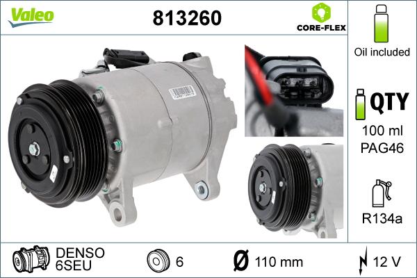 Valeo 813260 - Компрессор кондиционера autospares.lv