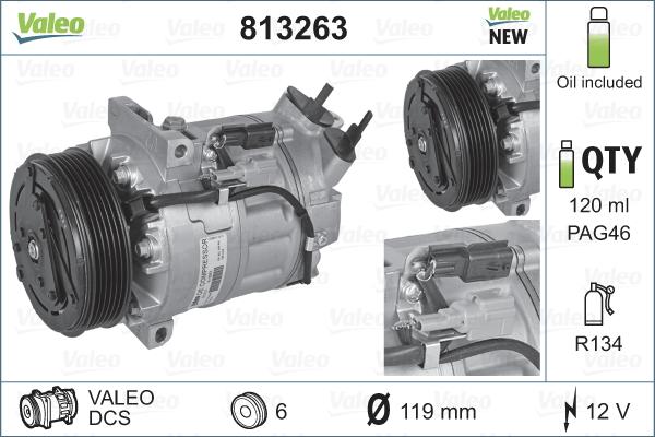 Valeo 813263 - Компрессор кондиционера autospares.lv