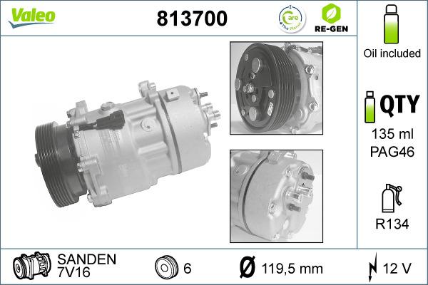 Valeo 813700 - Компрессор кондиционера autospares.lv