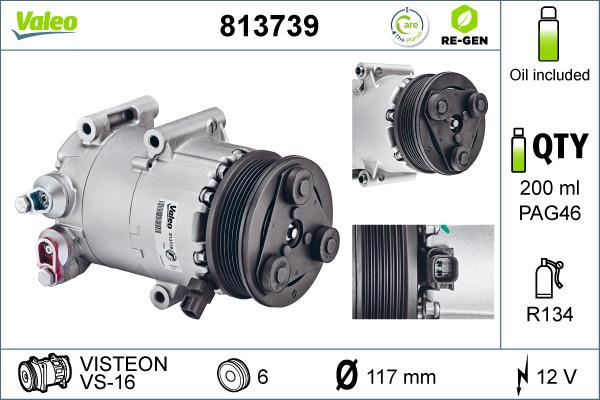 Valeo 813739 - Компрессор кондиционера autospares.lv