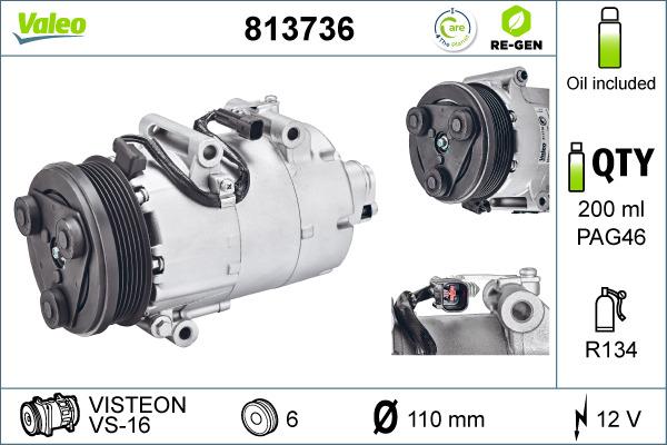 Valeo 813736 - Компрессор кондиционера autospares.lv