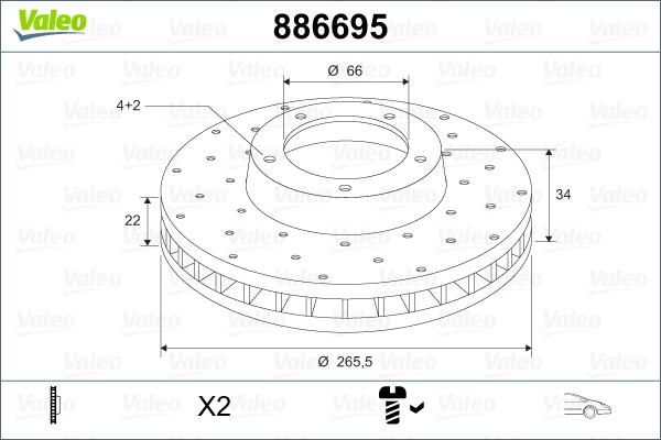 Valeo 886695 - Тормозной диск autospares.lv