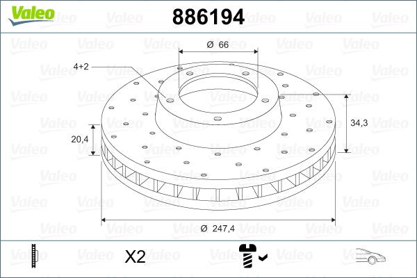 Valeo 886194 - Тормозной диск autospares.lv