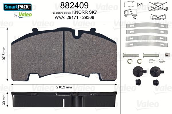 Valeo 882409 - Тормозные колодки, дисковые, комплект autospares.lv