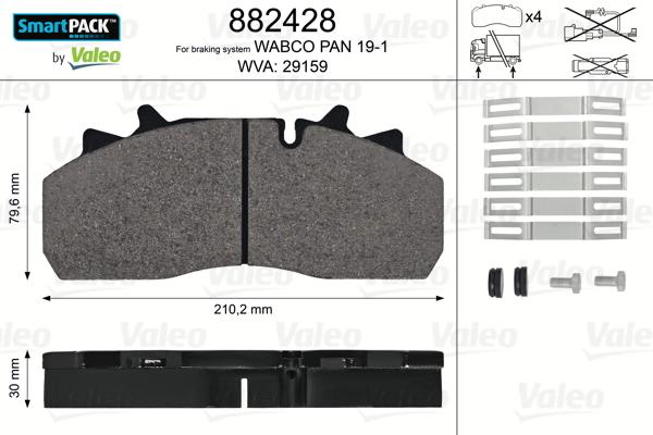 Valeo 882428 - Тормозные колодки, дисковые, комплект autospares.lv