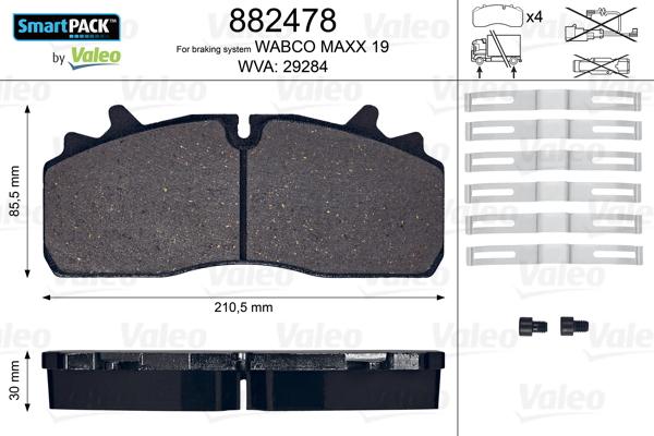 Valeo 882478 - Тормозные колодки, дисковые, комплект autospares.lv