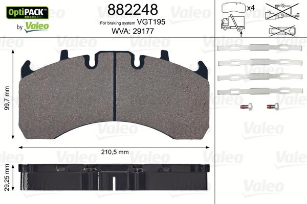 Valeo 882248 - Тормозные колодки, дисковые, комплект autospares.lv
