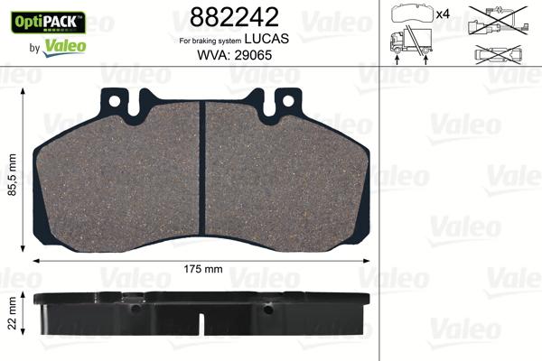 Valeo 882242 - Тормозные колодки, дисковые, комплект autospares.lv