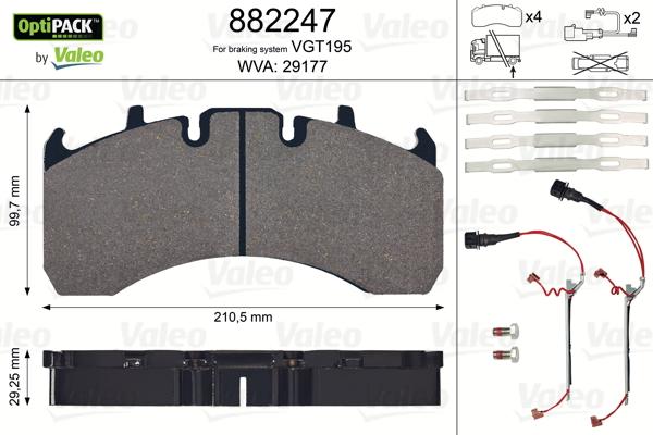 Valeo 882247 - Тормозные колодки, дисковые, комплект autospares.lv