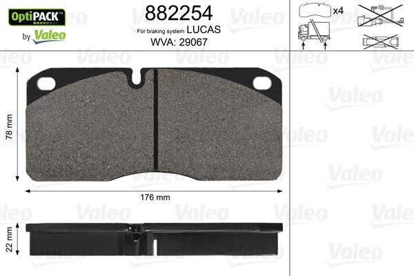Valeo 882254 - Тормозные колодки, дисковые, комплект autospares.lv