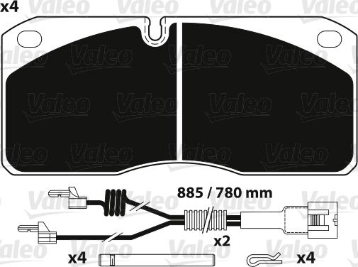 Valeo 882255 - Тормозные колодки, дисковые, комплект autospares.lv
