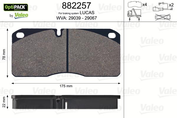 Valeo 882257 - Тормозные колодки, дисковые, комплект autospares.lv