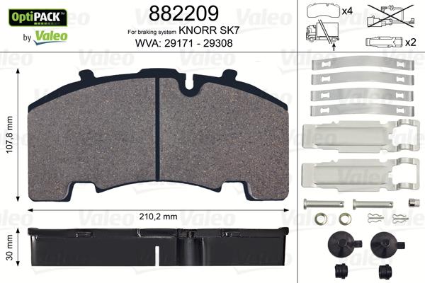 Valeo 882209 - Тормозные колодки, дисковые, комплект autospares.lv