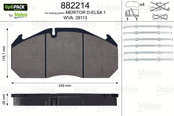 Valeo 882214 - Тормозные колодки, дисковые, комплект autospares.lv