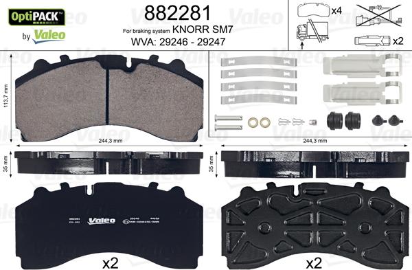 Valeo 882281 - Тормозные колодки, дисковые, комплект autospares.lv