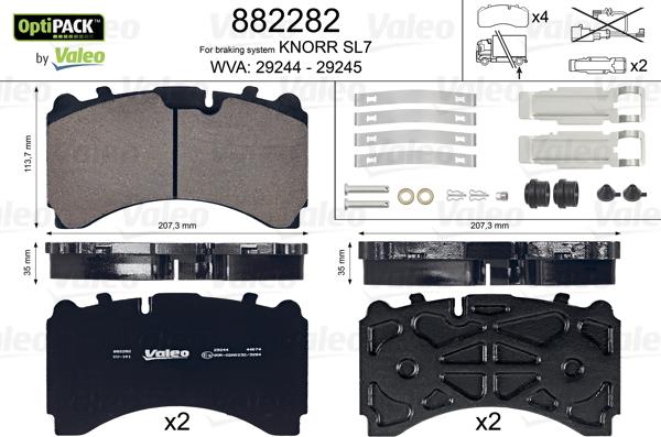 Valeo 882282 - Тормозные колодки, дисковые, комплект autospares.lv