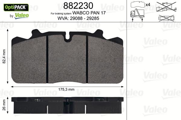 Valeo 882230 - Тормозные колодки, дисковые, комплект autospares.lv