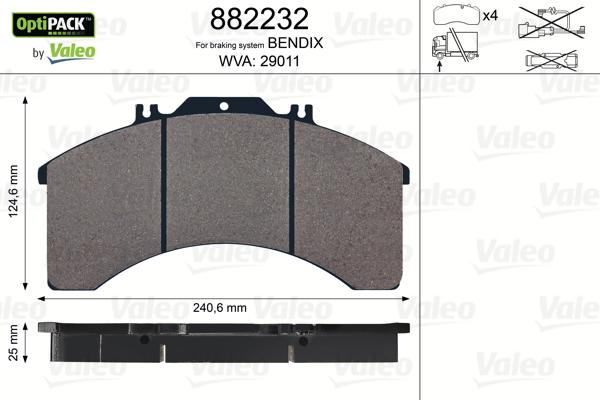 Valeo 882232 - Тормозные колодки, дисковые, комплект autospares.lv