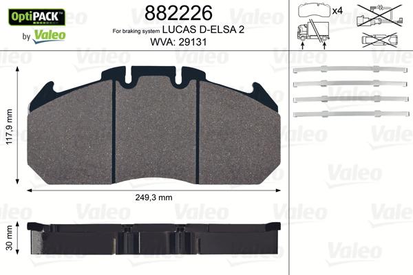 Valeo 882226 - Тормозные колодки, дисковые, комплект autospares.lv