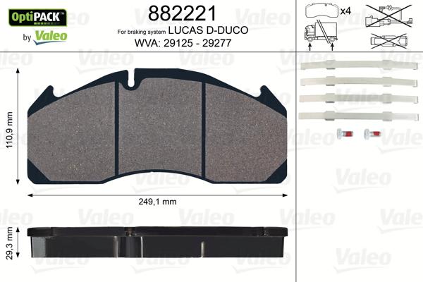 Valeo 882221 - Тормозные колодки, дисковые, комплект autospares.lv