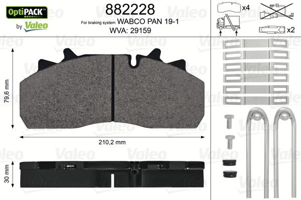 Valeo 882228 - Тормозные колодки, дисковые, комплект autospares.lv