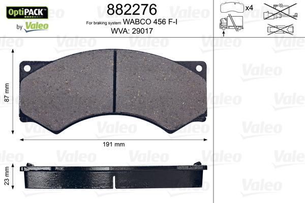 Valeo 882276 - Тормозные колодки, дисковые, комплект autospares.lv