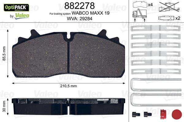 Valeo 882278 - Тормозные колодки, дисковые, комплект autospares.lv