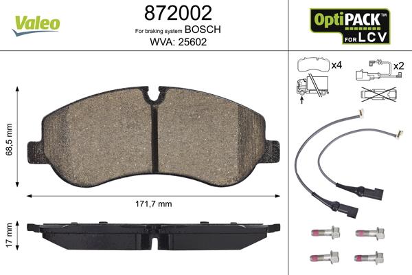 Valeo 872002 - Тормозные колодки, дисковые, комплект autospares.lv