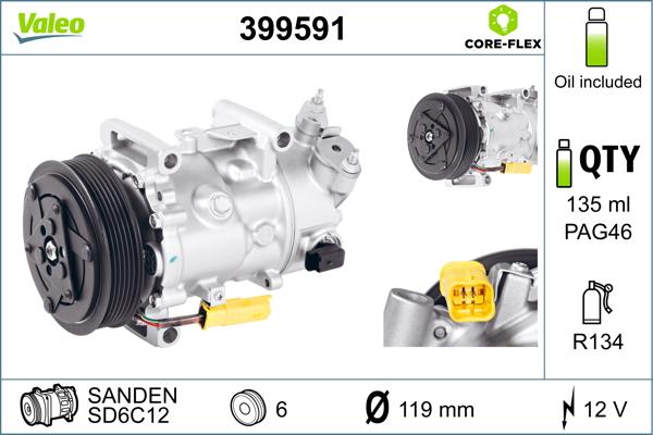 Valeo 399591 - Компрессор кондиционера autospares.lv