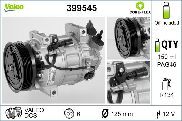 Valeo 399545 - Компрессор кондиционера autospares.lv