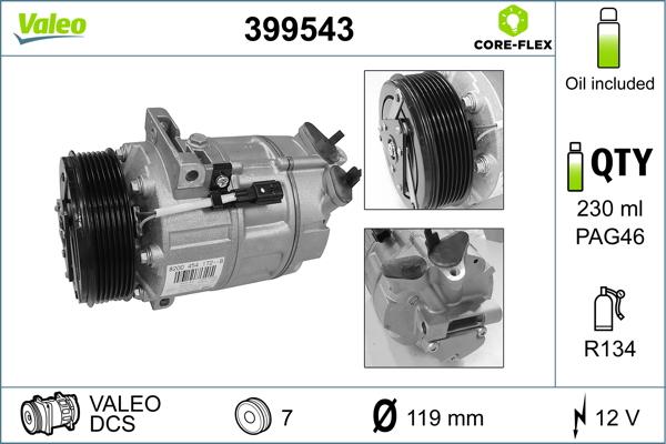 Valeo 399543 - Компрессор кондиционера autospares.lv