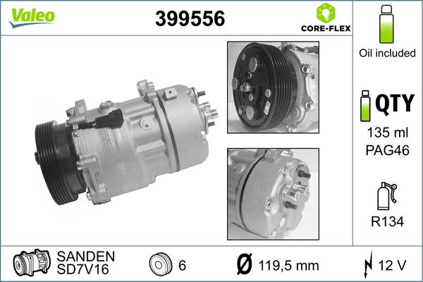 Valeo 399556 - Компрессор кондиционера autospares.lv