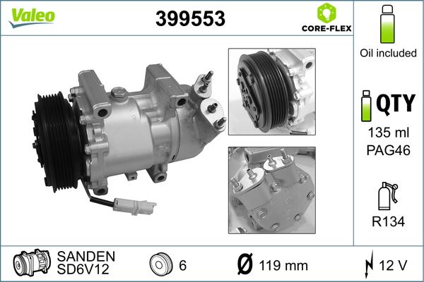 Valeo 399553 - Компрессор кондиционера autospares.lv